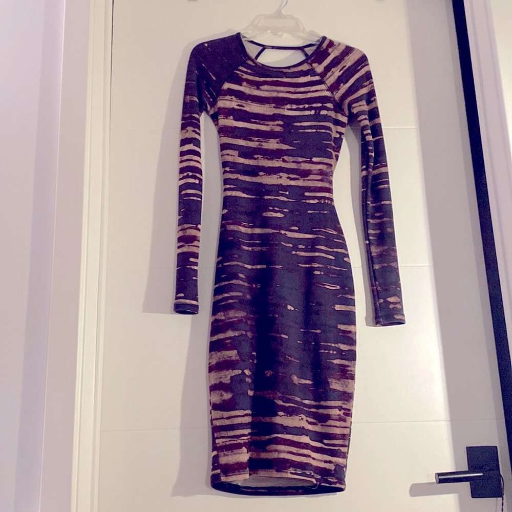Rachel RACHEL Roy retro purple and cream fitted retro dress size XS.